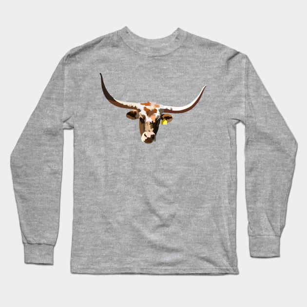Texas Longhorn Pop Art Long Sleeve T-Shirt by GregFromThePeg